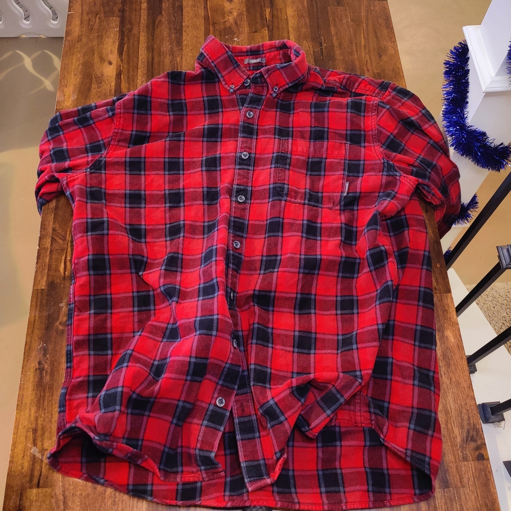 Eddie Bauer Red and Black Plaid Casual Shirt